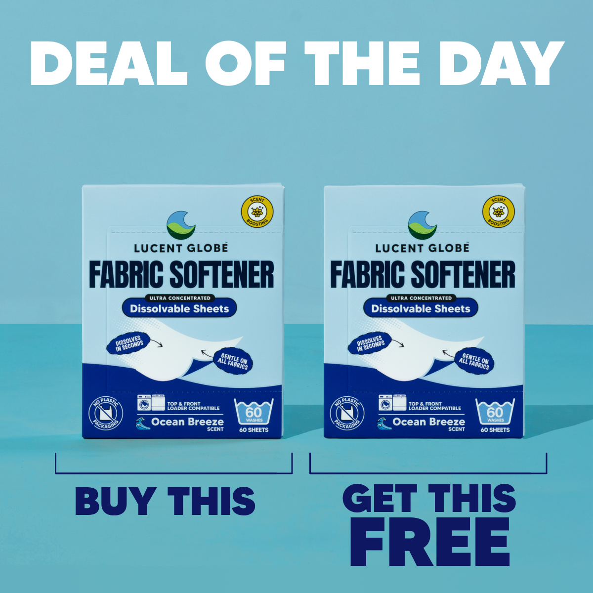 EXCLUSIVE OFFER: Buy 1 Fabric Softener Sheets, Get 1 FREE (Ocean Breeze)