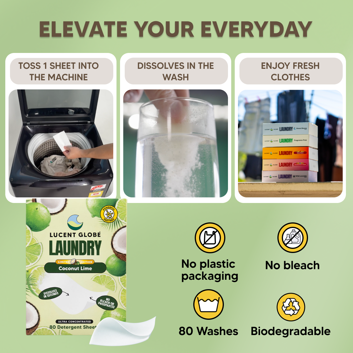 Coconut Lime Laundry Detergent Sheets - Limited Edition