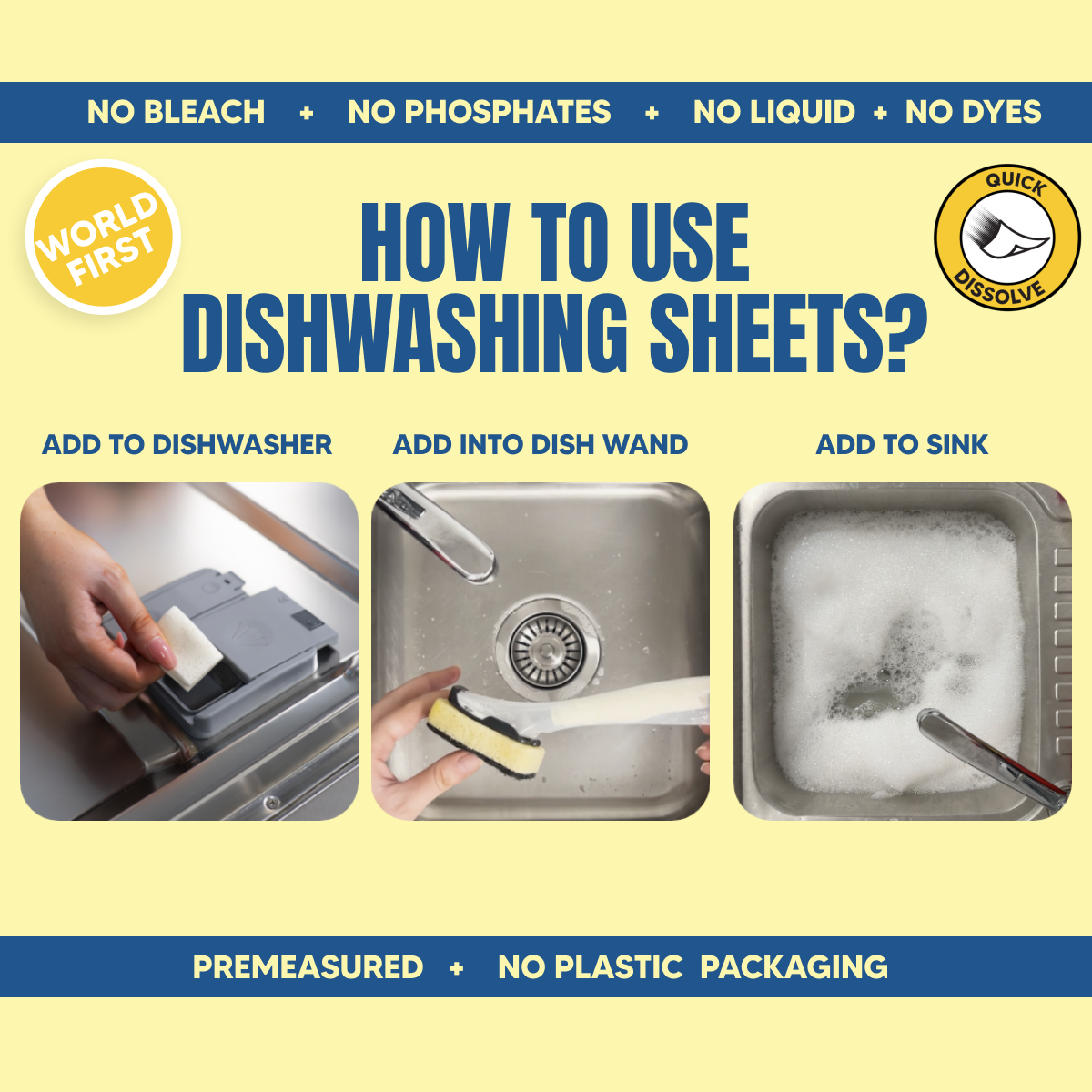 Dishwashing Detergent Sheets (Up to 80 Washes) Fresh Lemon