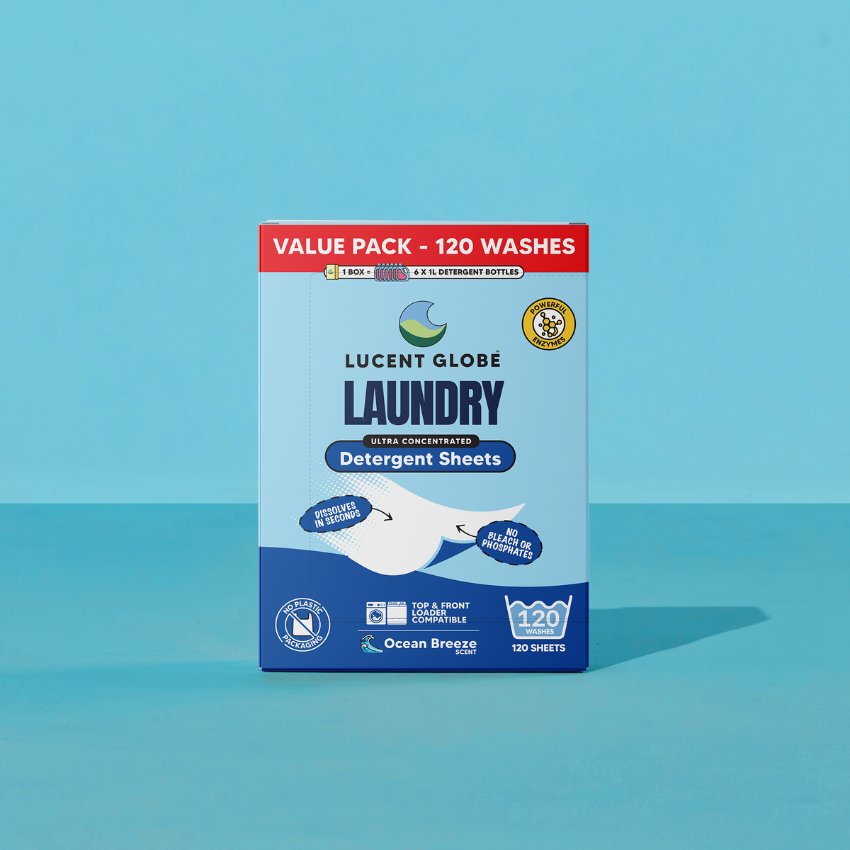 Laundry Detergent Sheets - 120 Value Pack (Ocean Breeze)