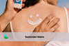 sunscreen on the back that shapes into a smiley