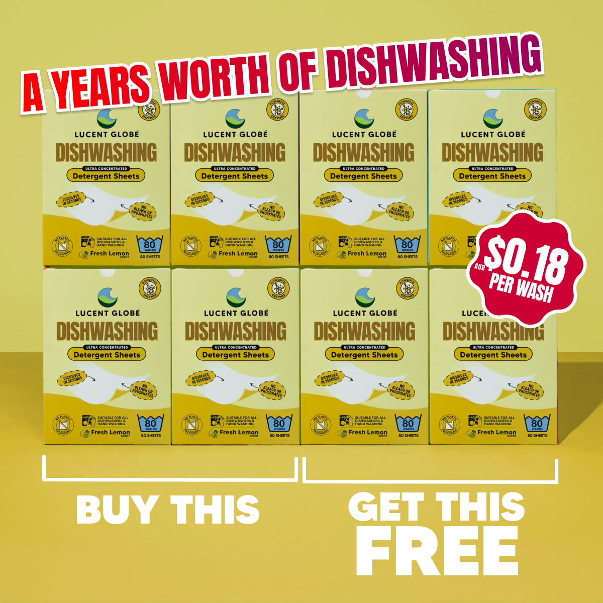 8 Pack Dishwashing Detergent Sheets