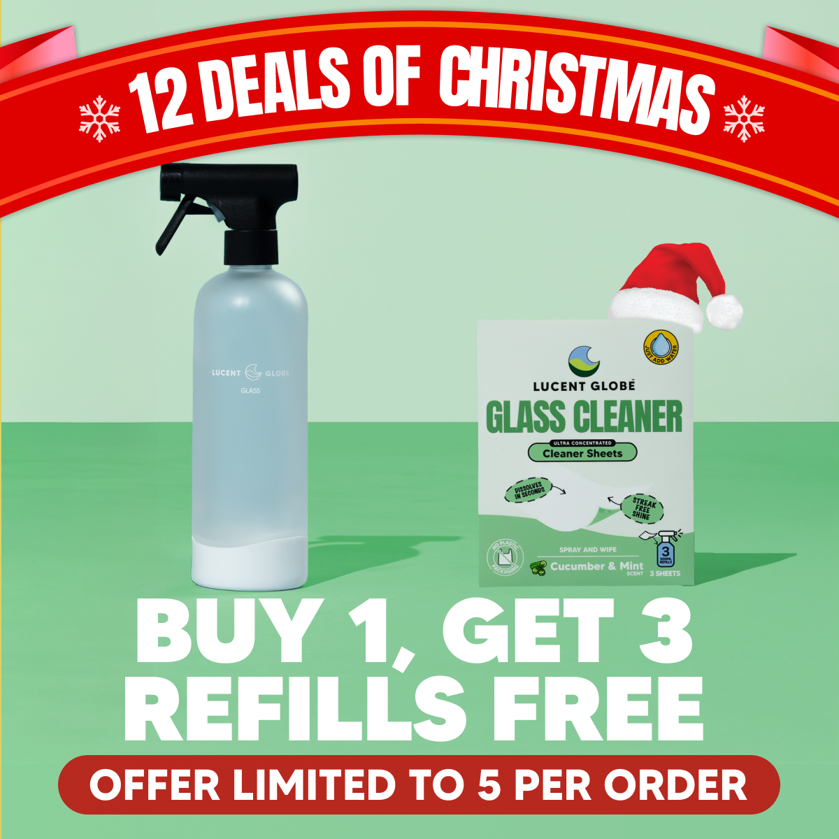 XMAS OFFER: Glass Cleaner Bottle & Sheet