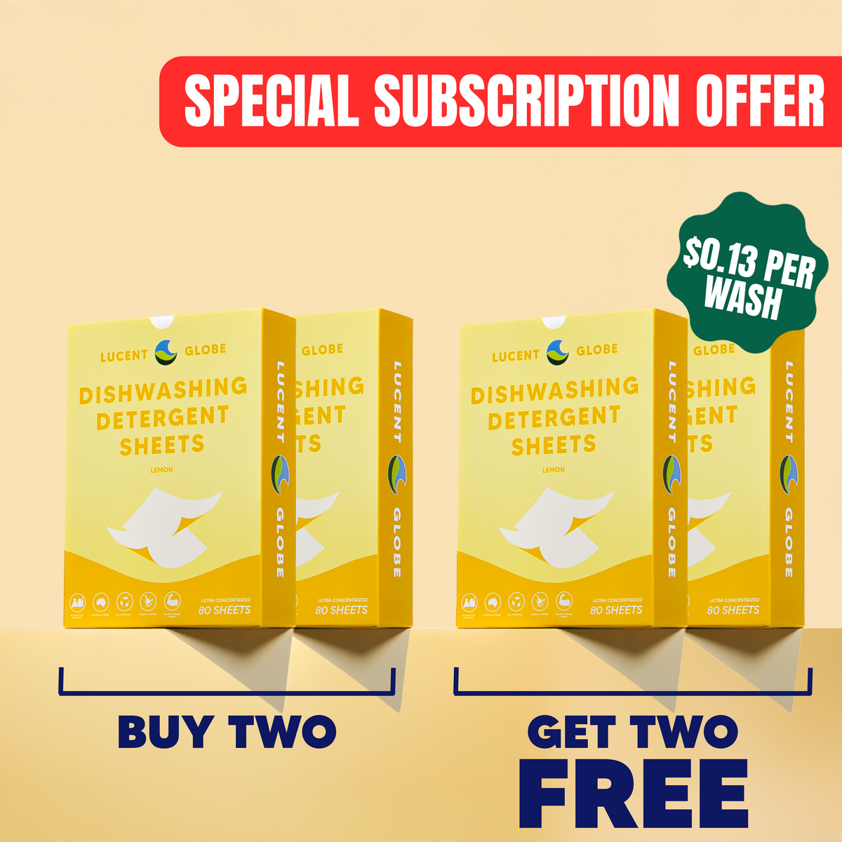 DISHWASHING DETERGENT SHEETS - 2 Pack Refill (BOGO)