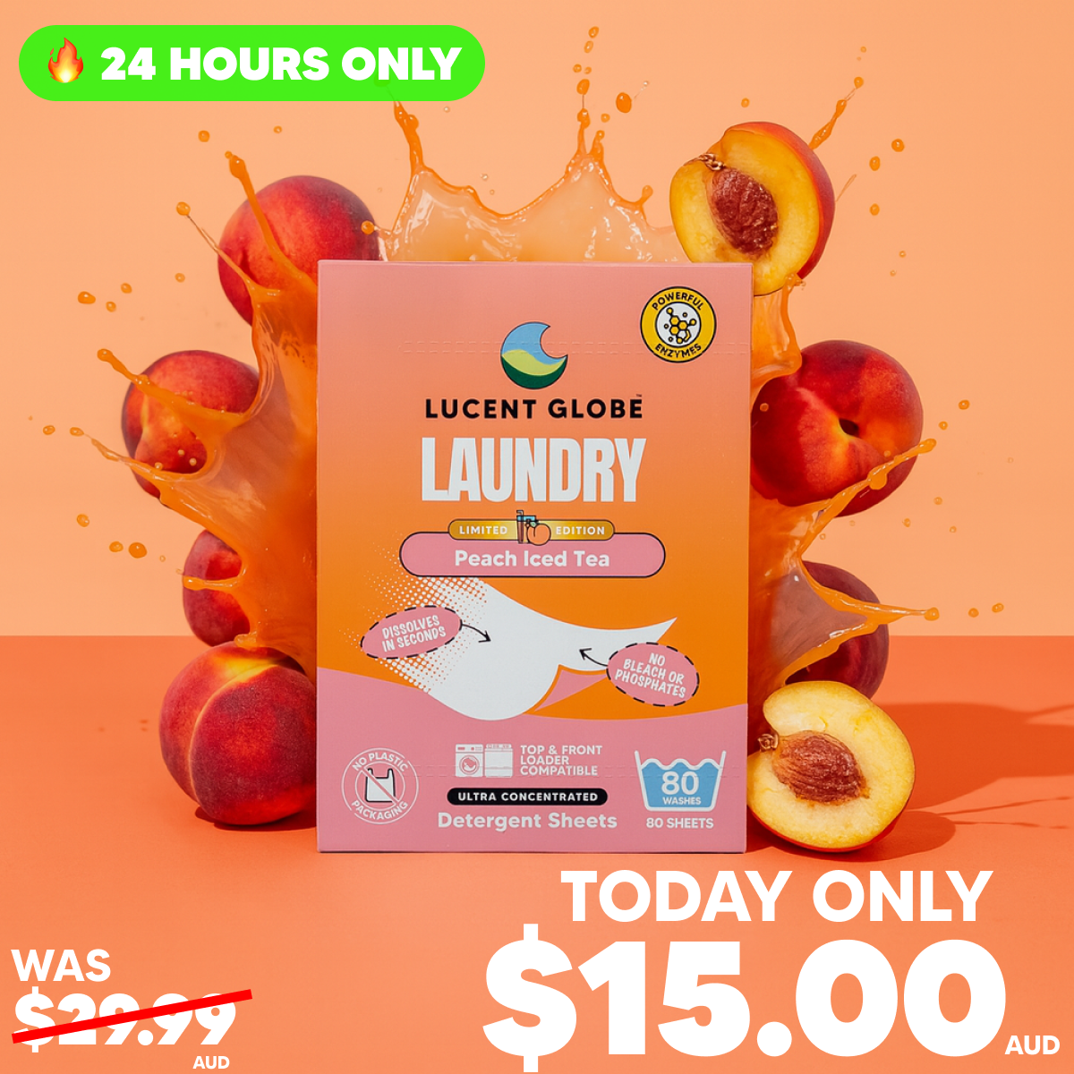 SPECIAL OFFER: Laundry Detergent Sheets - Peach Ice Tea
