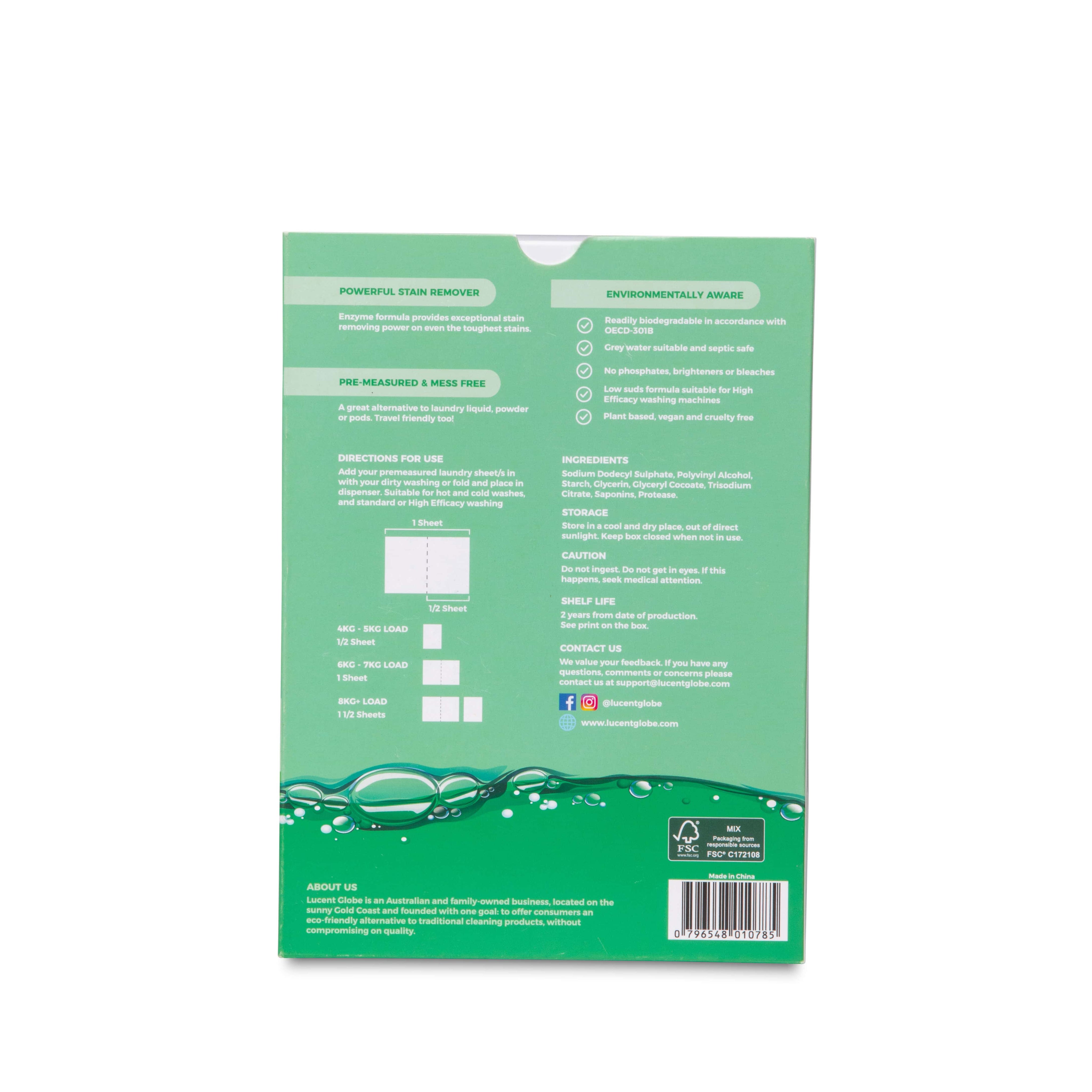 Laundry Detergent Sheets Eco friendly & sustainable Lucent Globe