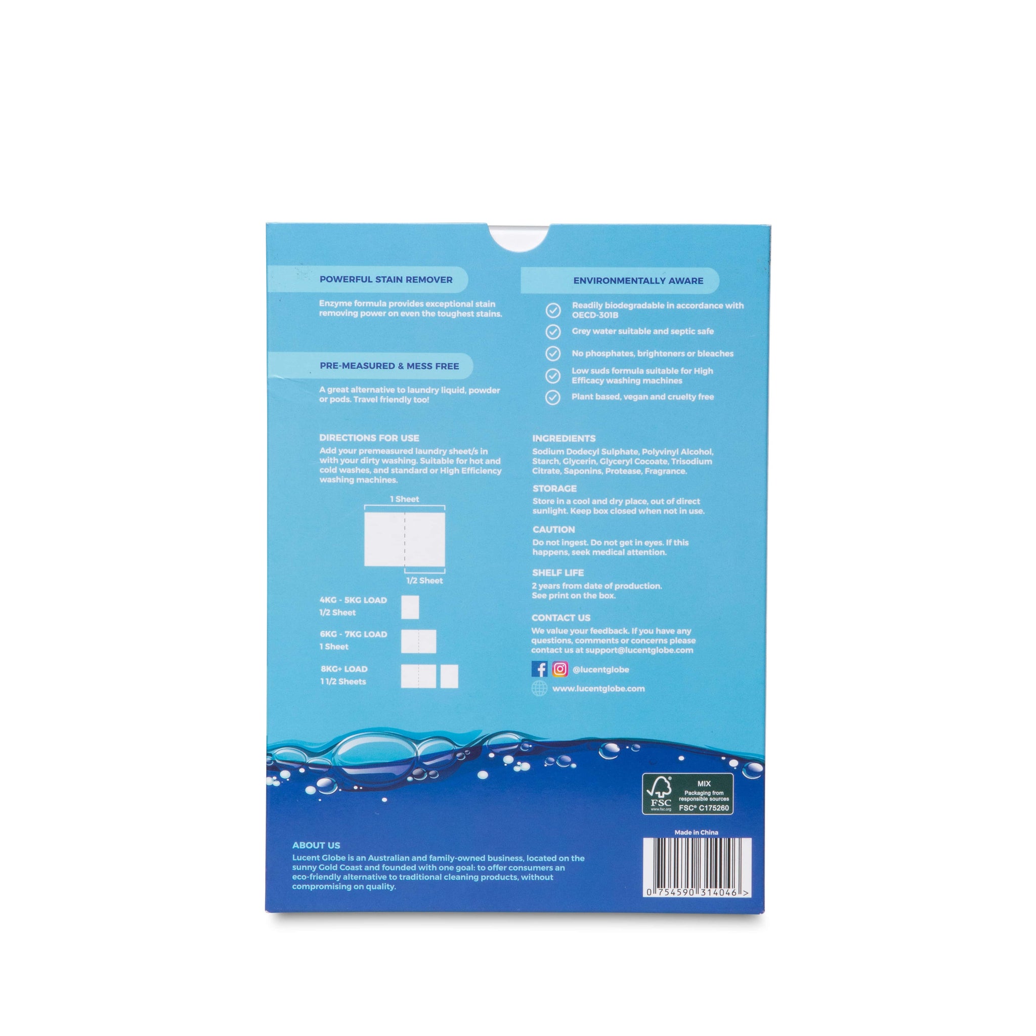 Laundry Detergent Sheets Eco friendly & sustainable Lucent Globe